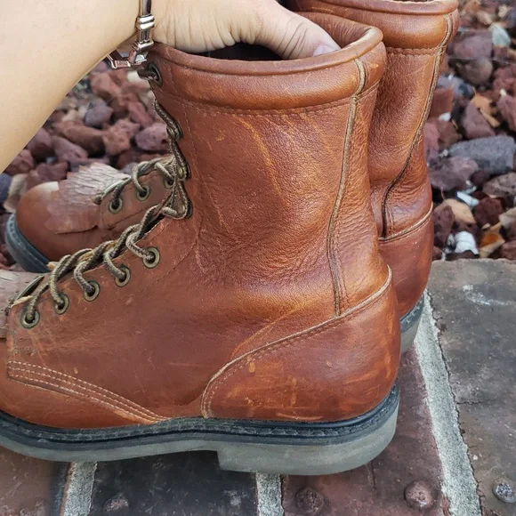 Double H Women's Tan Leather Combat Boots - Picture 15 of 16